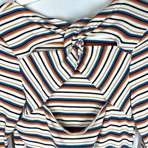 Hollister twist-tie backless long sleeve striped shirt